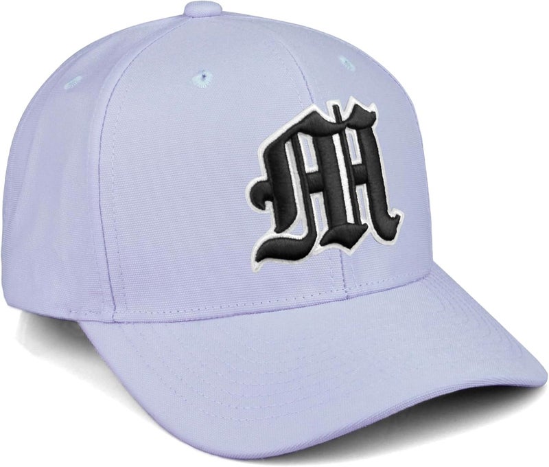 Daxton Store Premium Mid Profile Hat Semi Curved Visor Cap White Black Gothic Embroidered A to Z Letter Number Initial - Image 1